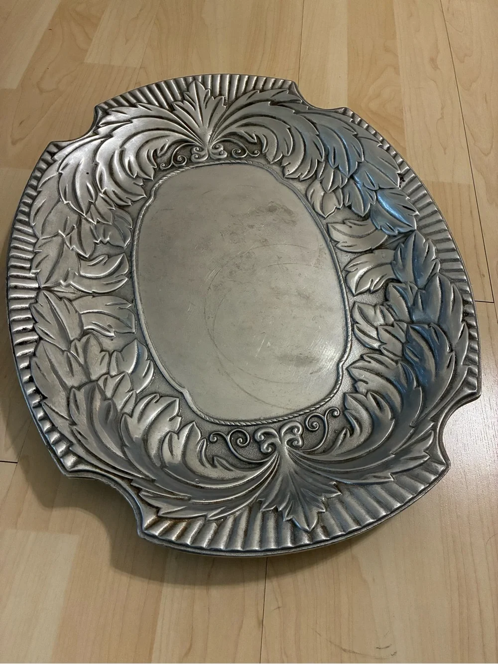 WILTON ARMETALE vintage Acanthus Leaf Large Oval Platter Serving Tray